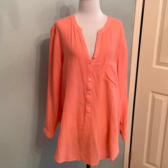 Old Navy–Women’s Long Sleeve Tunic Blouse—Size L—Coral - Picture 6 of 12